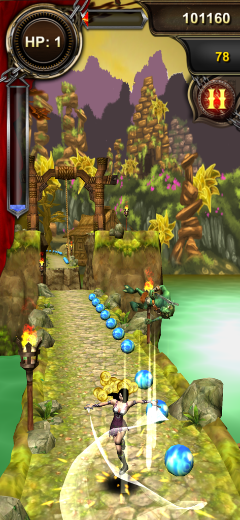 Endless Run Magic Stone - Female assassin character running and collecting rewards in Endless Run Magic Stone