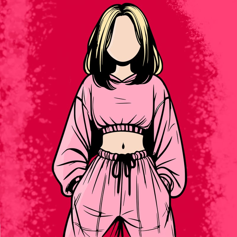 realistic girl faceless with baggy pants and a crop top