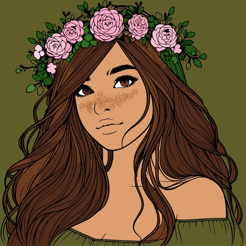 realistic girl with flower crown