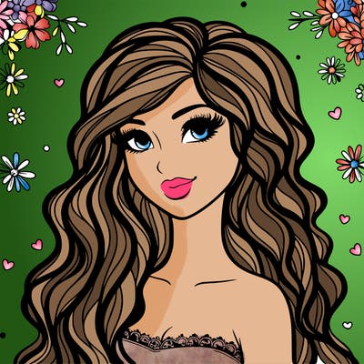 pretty woman with long wavy hair