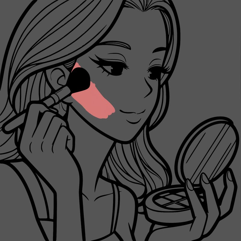 little girl putting on makeup