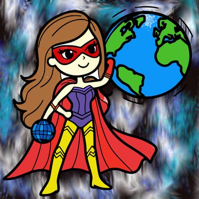 superhero female saving the world