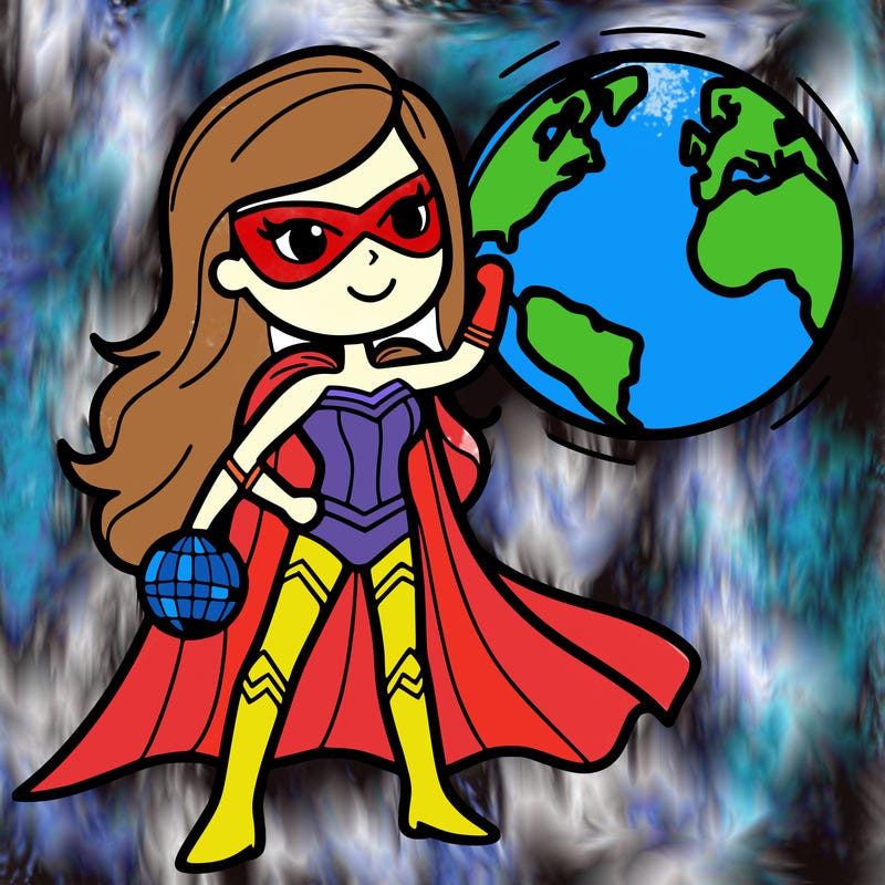 superhero female saving the world