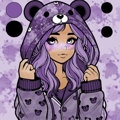 realistic girl in a animal pjs hoodie