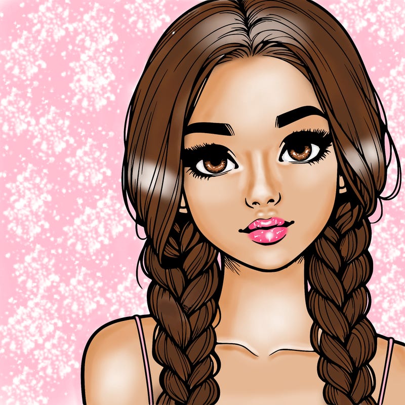 realistic girl with braids