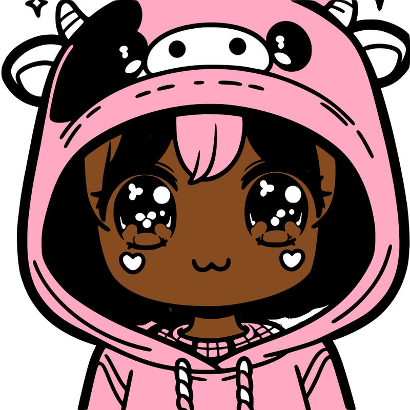 kawaii girl with cow hoodie
