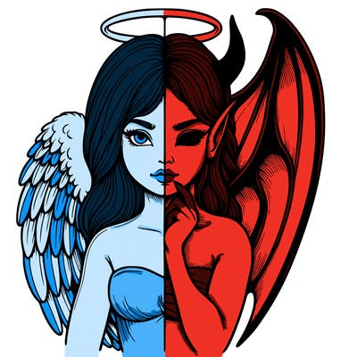 realistic angel half demon