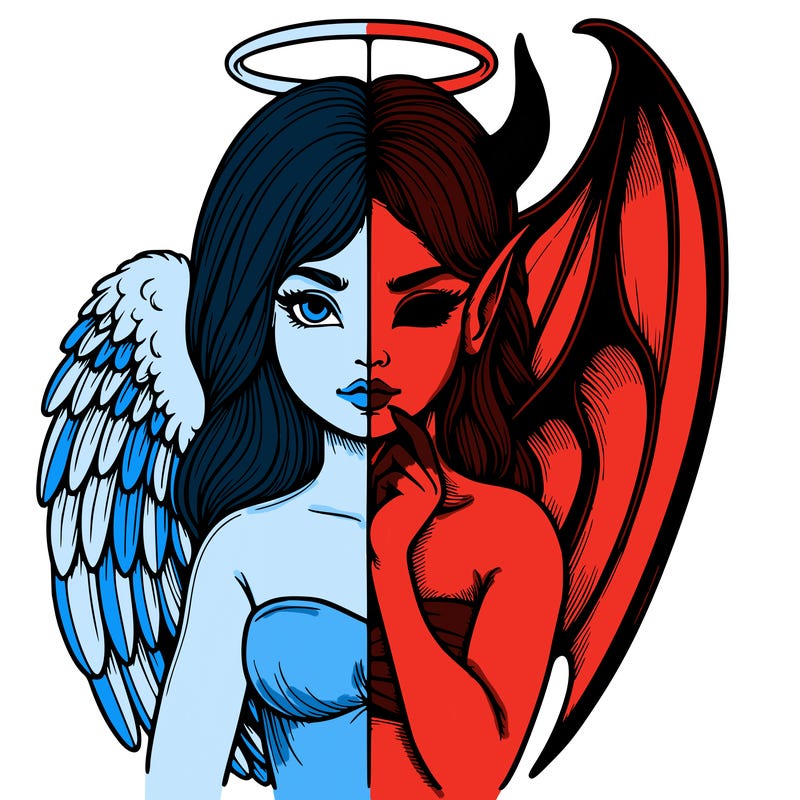 realistic angel half demon