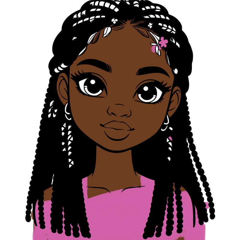a realistic black girl with braids
