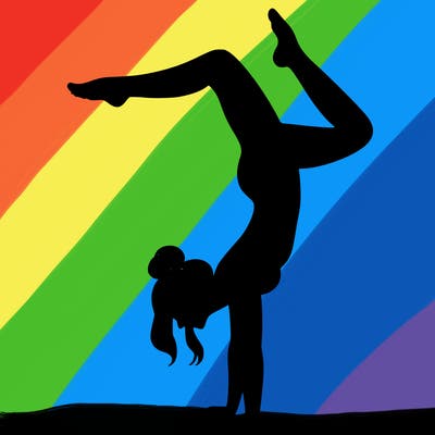 a woman doing a handstand