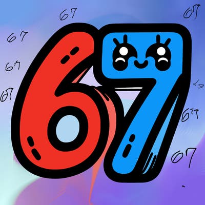 the numbers 67