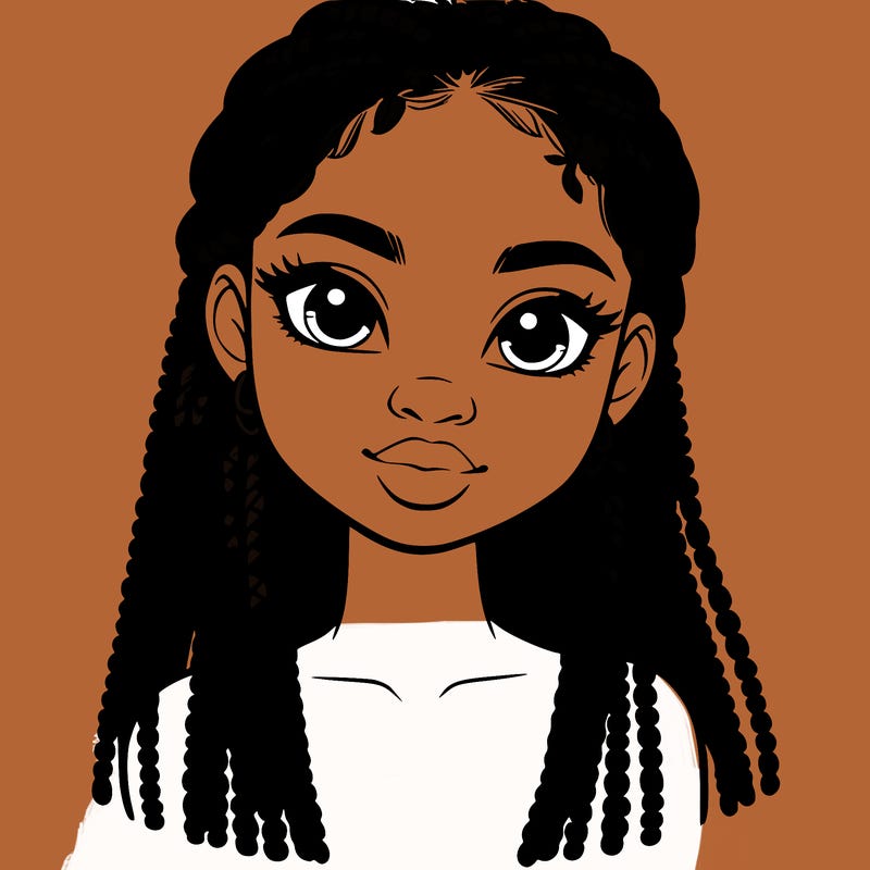 a realistic black girl with braids