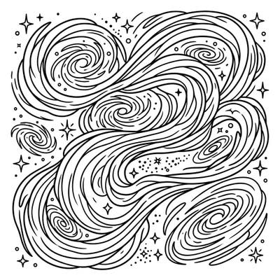 Dive into the deep unknowns of the universe with this captivating Dark Matter Halos coloring page designed especially for kids. Discover swirling cosmic energy, distant galaxies, and twinkling stars, all ready for a burst of vibrant imagination.