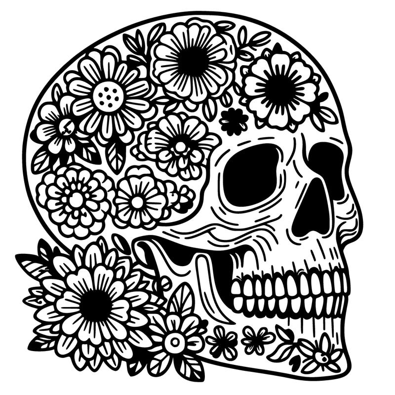 skull with flowers