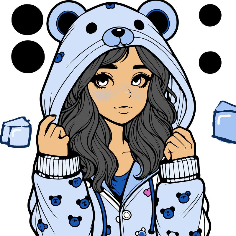 realistic girl in a animal pjs hoodie