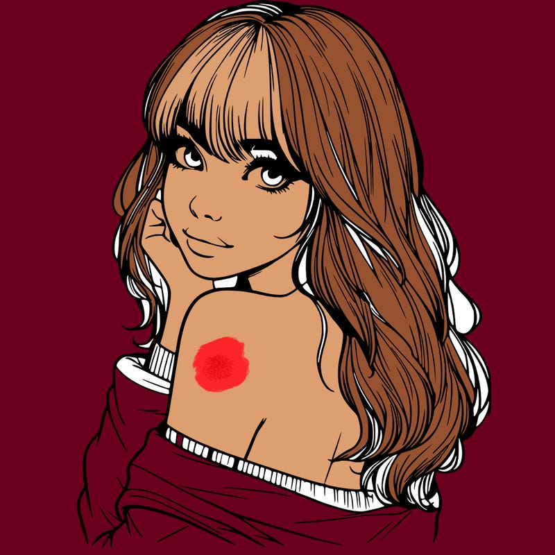 realistic girl with bangs looking over her shoulder