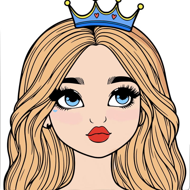 a realistic girl with a crown on