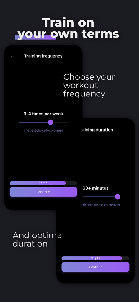 F/AI: AI Gym & Fitness Trainer - Personalización de la configuración de frecuencia y duración del entrenamiento en la aplicación de fitness F/AI.