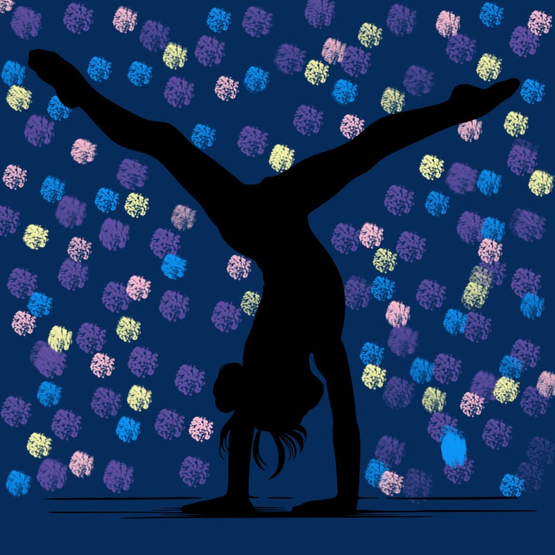 realistic gymnastic hand stand girl in four splits