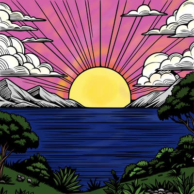 realistic sunset