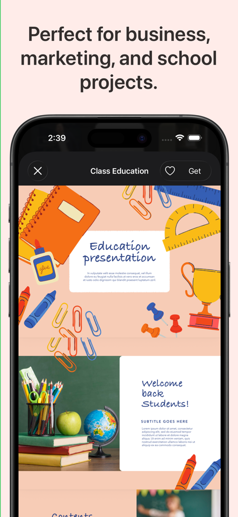 iPhone의 Microsoft Office용 학교 프로젝트 및 교육 프레젠테이션 템플릿