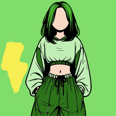 realistic girl faceless with baggy pants and a crop top
