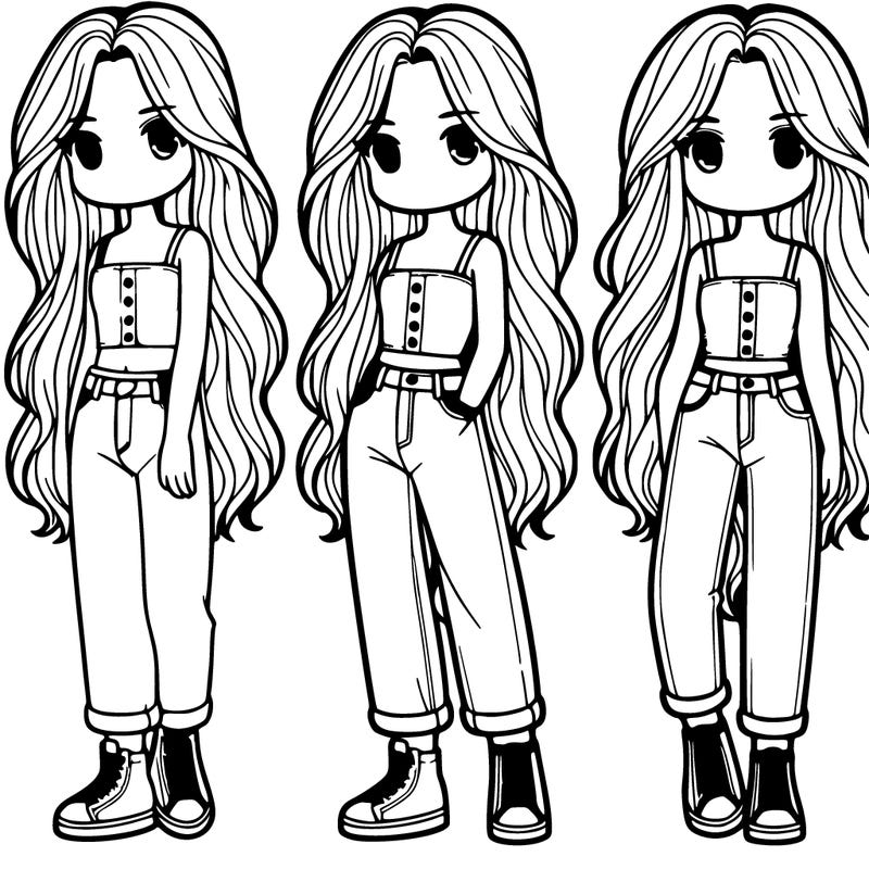 a girl in jeans and long hair