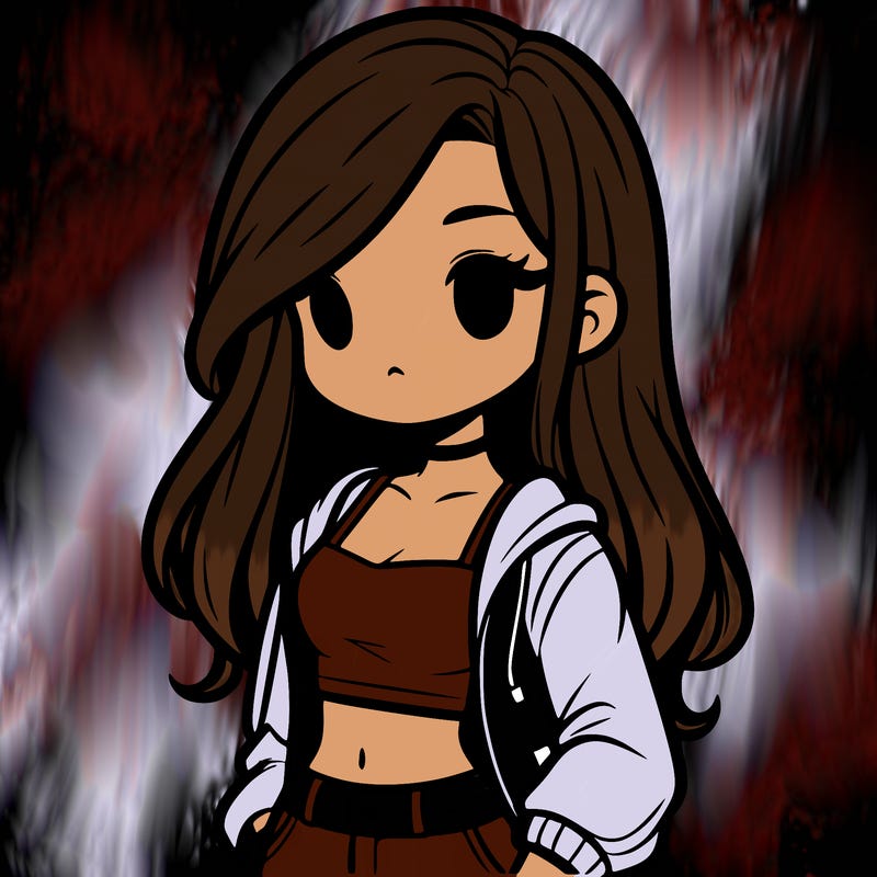 girl with long hair crop top and jacket