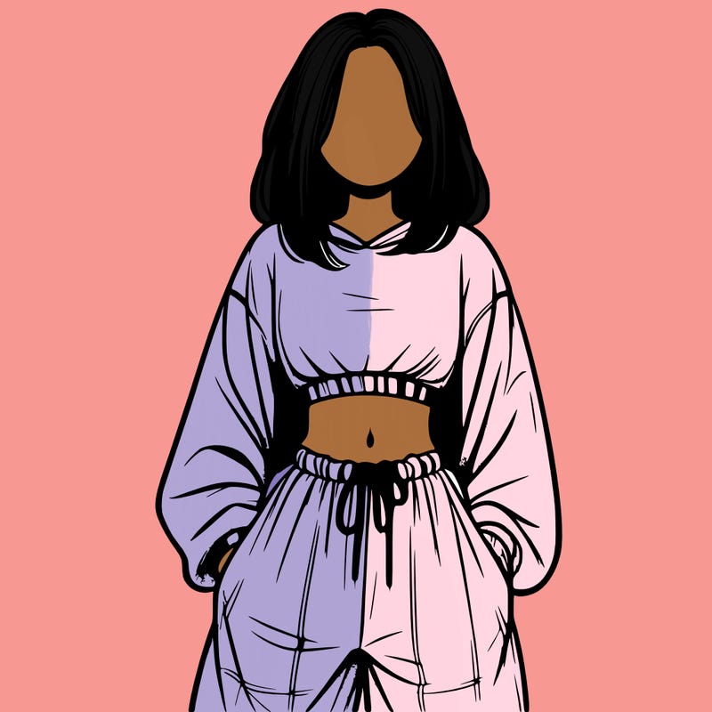 realistic girl faceless with baggy pants and a crop top