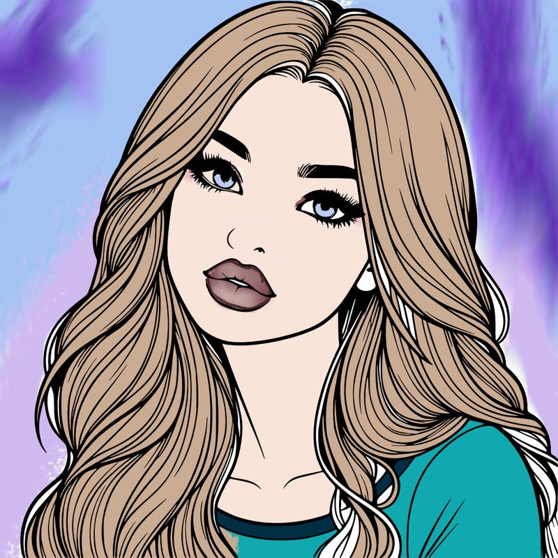 realistic girl with hair on her hair and lips