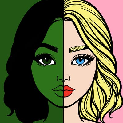 realistic girl split half