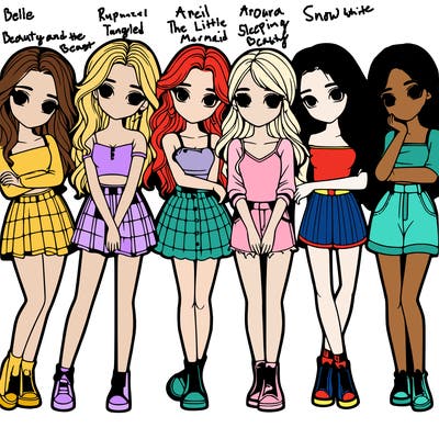 a group of girls realistic