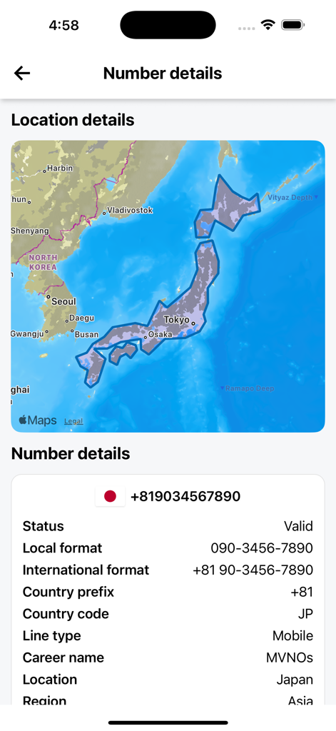 True Caller - Phone Tracker - Mobile app interface showing detailed caller identification and location map for a phone number.