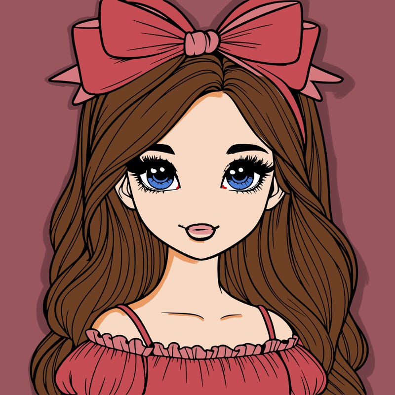 realistic girl with bow on top