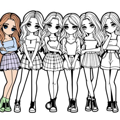 a group of girls realistic