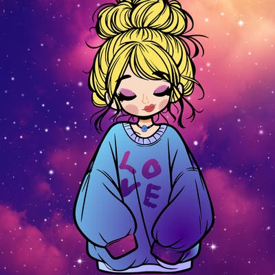 girl with baggy sweatshirt and messy bun