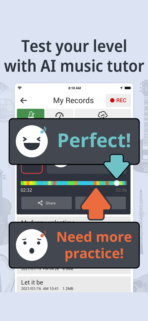 AI music tutor feedback on recording in Soundcorset app