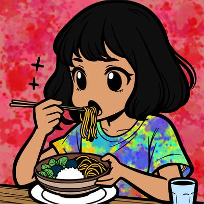 a girl eating food