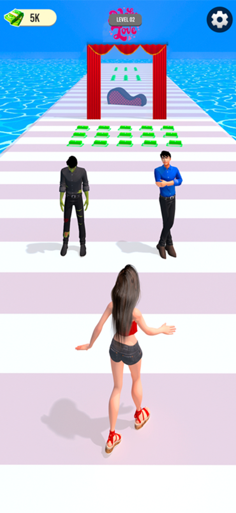 Good and Bad Mom Run - Female character in a runner game choosing between a good and bad husband on a path