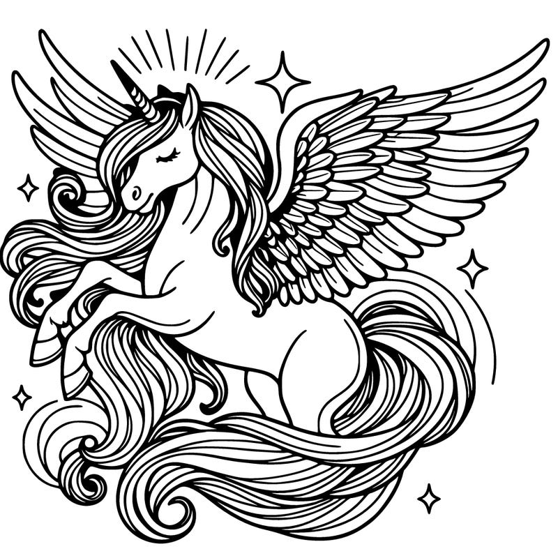 mystical unicorn with wings