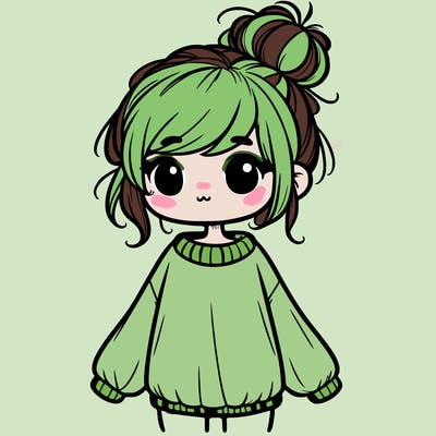 cute girl with baggy sweater and messy bun