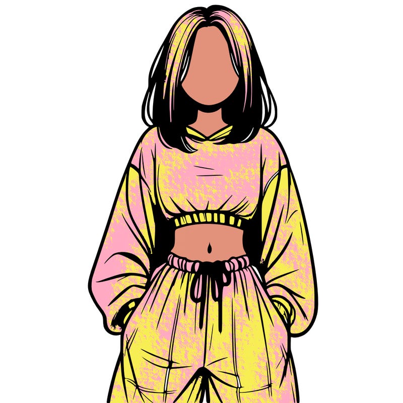 realistic girl faceless with baggy pants and a crop top