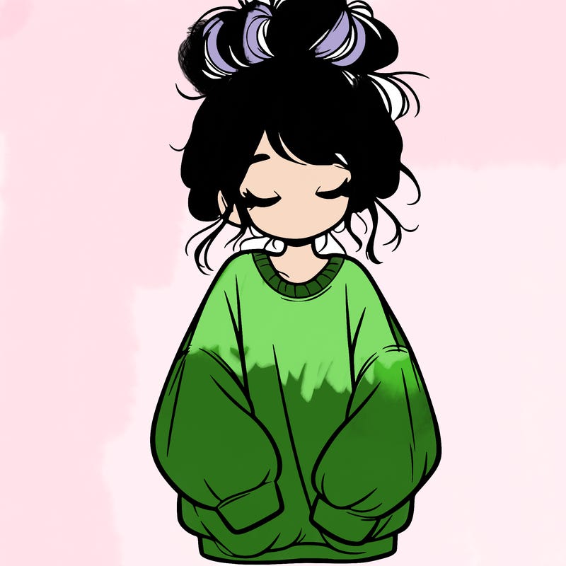 girl with baggy sweatshirt and messy bun