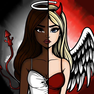 devil vs angel realistic girl