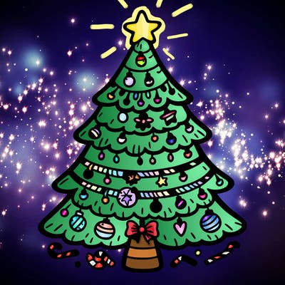 christmas tree with lots of details