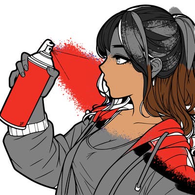 a realistic girl spray, painting