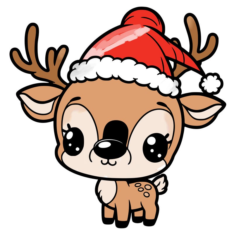 reindeer with santa hat