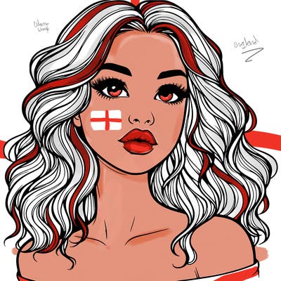 realistic girl with wavy hair and lips