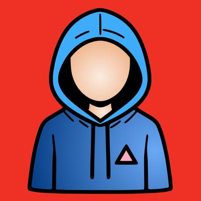 a person with non face waering a hoodie with a small triangle symbol