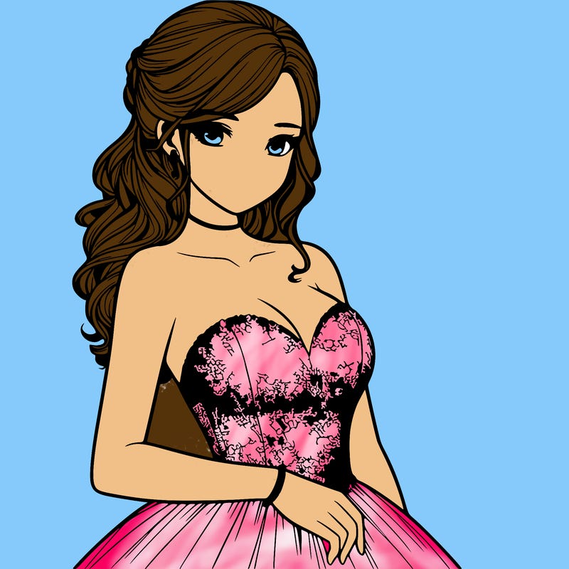 realistic girl in prom dress